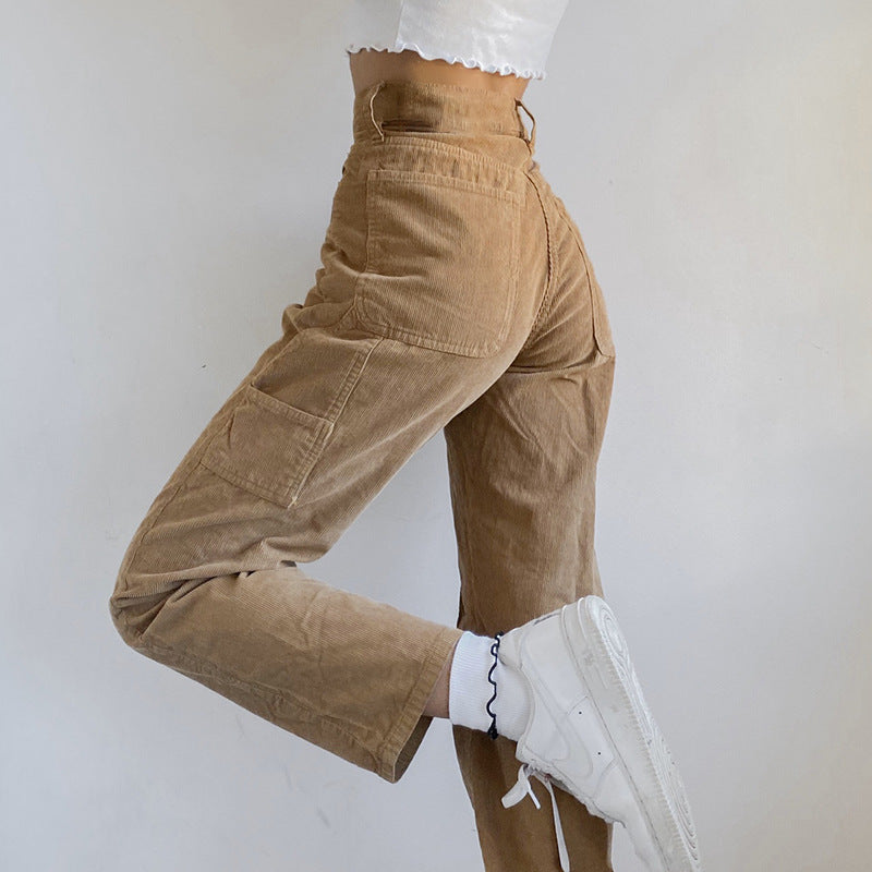 Retro Brown Drape High Waist Pants, , women clothing, retro-brown-drape-high-waist-pants, , fairypeony