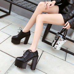 Super high heel thick round shoes, , women clothing, super-high-heel-thick-round-shoes, , fairypeony