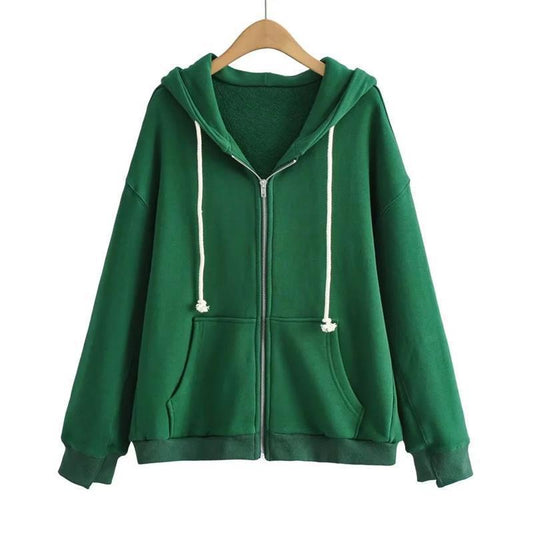 Simple Baggy Zip Up Hoodie, , women clothing, simple-baggy-zip-up-hoodie, , fairypeony