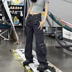 Multi Pockets Straight Leg Cargo Pants - fairypeony