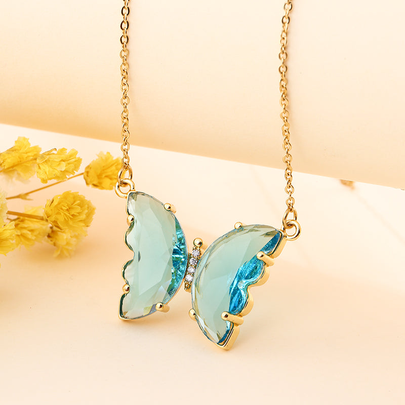 Crystal glass butterfly necklace, , women clothing, crystal-glass-butterfly-necklace, , fairypeony