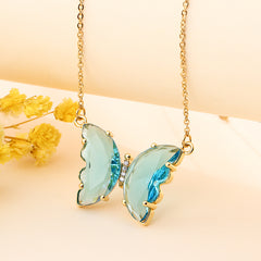 Crystal glass butterfly necklace, , women clothing, crystal-glass-butterfly-necklace, , fairypeony