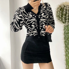 Lazy Leopard Print Knitted Cardigan, , women clothing, lazy-leopard-print-knitted-cardigan, , fairypeony