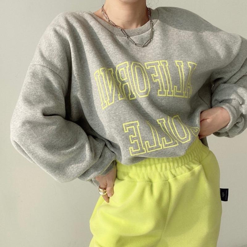 Crew Neck Letters Graphic Sweatshirt, , women clothing, crew-neck-letters-graphic-sweatshirt, , fairypeony