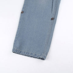 Cutout Belted Straight Leg Cargo Jeans - fairypeony