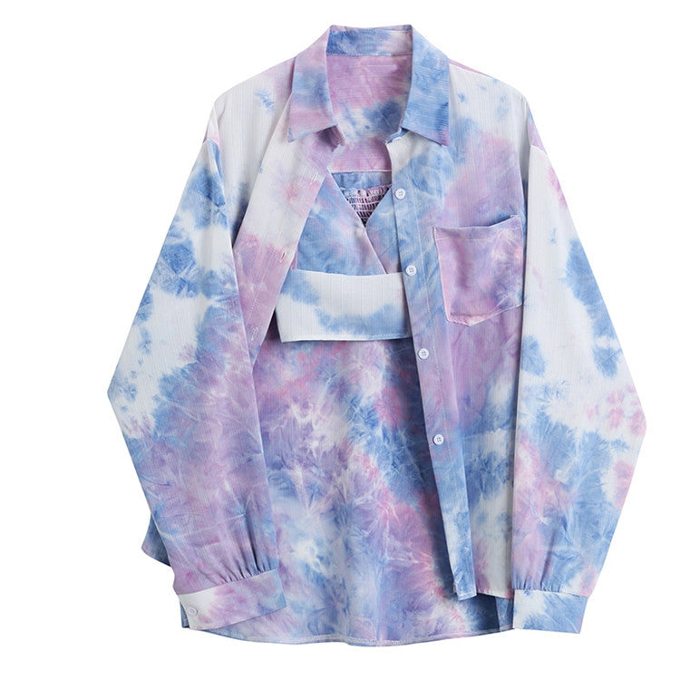 Tie Dyed Shirt Two Piece, , women clothing, tie-dyed-shirt-two-piece, , fairypeony