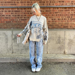 Long Sleeve Jacquard Crew Neck Sweater - fairypeony