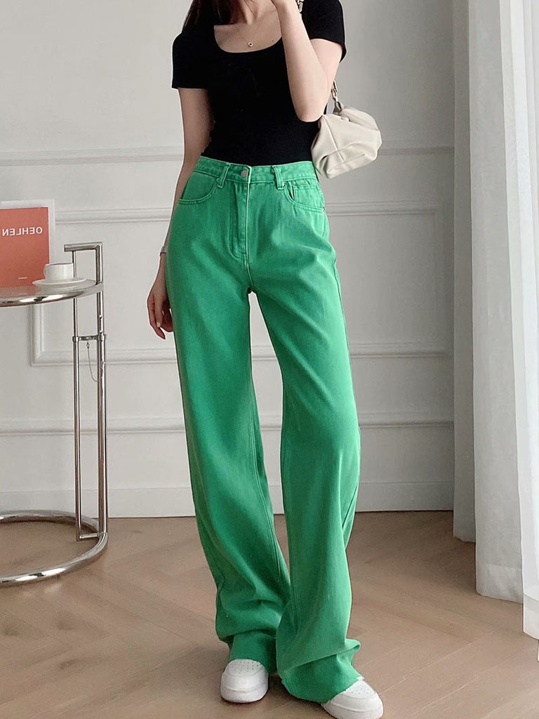 High-waist All-match Straight-leg Mopping Pants, , women clothing, high-waist-all-match-straight-leg-mopping-pants, , fairypeony