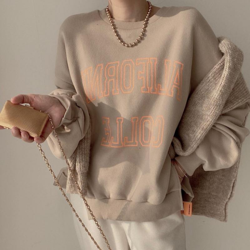 Crew Neck Letters Graphic Sweatshirt, , women clothing, crew-neck-letters-graphic-sweatshirt, , fairypeony