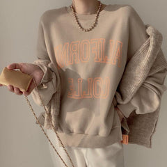Crew Neck Letters Graphic Sweatshirt, , women clothing, crew-neck-letters-graphic-sweatshirt, , fairypeony