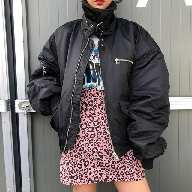 Oversize Zip Up Vintage Bomber Jacket - fairypeony