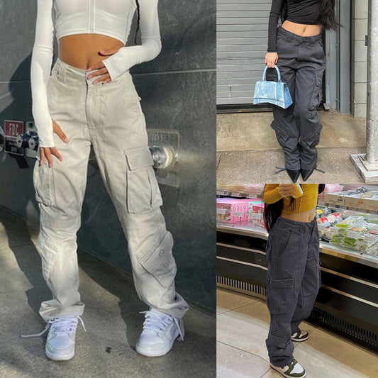 Straight Leg Y2K Cargo Pants, , women clothing, straight-leg-y2k-cargo-pants, , fairypeony