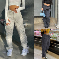 Straight Leg Y2K Cargo Pants, , women clothing, straight-leg-y2k-cargo-pants, , fairypeony