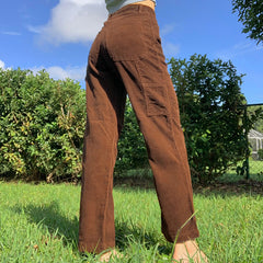 Retro Brown Drape High Waist Pants, , women clothing, retro-brown-drape-high-waist-pants, , fairypeony