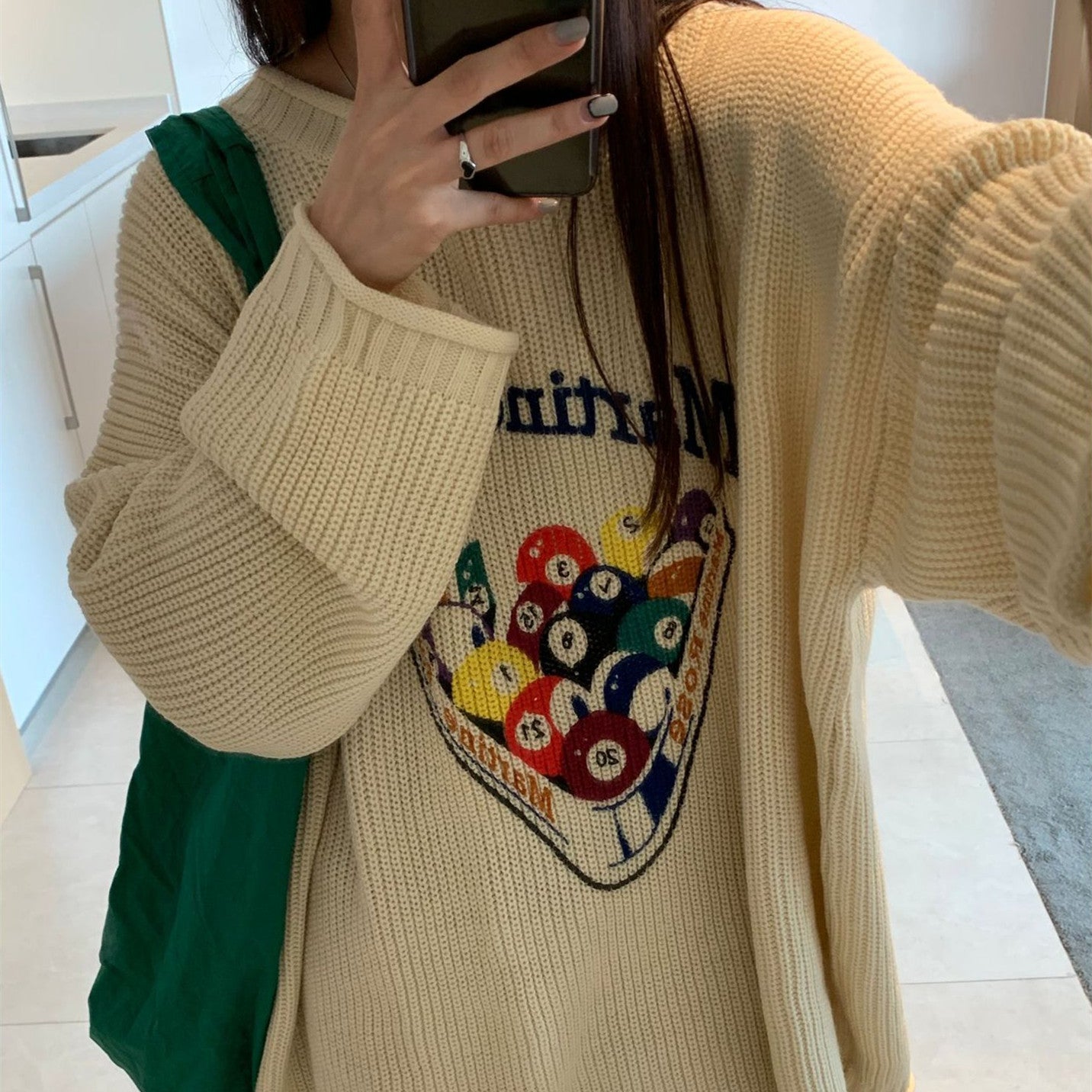 Vintage Billiards Print Downtown Sweater - fairypeony