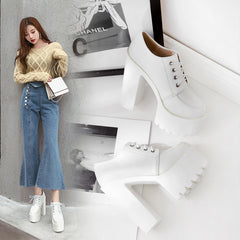 Super high heel thick round shoes, , women clothing, super-high-heel-thick-round-shoes, , fairypeony