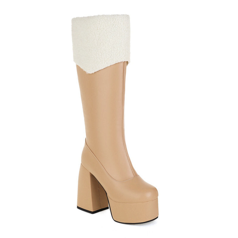 Lamb Hair Lining Boots, , women clothing, lamb-hair-lining-boots, apricot, black, brown, fairypeony