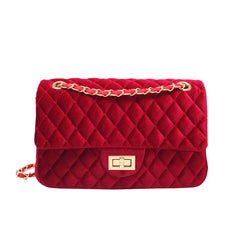 Solid Color Velvet Quilted Bag, , women clothing, solid-color-velvet-quilted-bag, , fairypeony