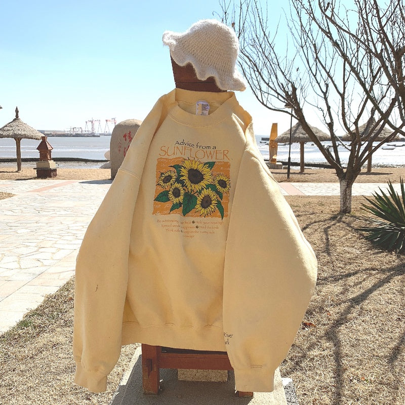 Sunflower Field Vintage Sweatshirt, , women clothing, sunflower-vintage-sweatshirt, advice, field, sunflower, sweatshirt, yellow, fairypeony