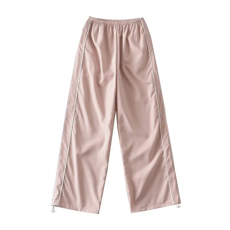 Piping Detail Wide Leg Track Pants - fairypeony