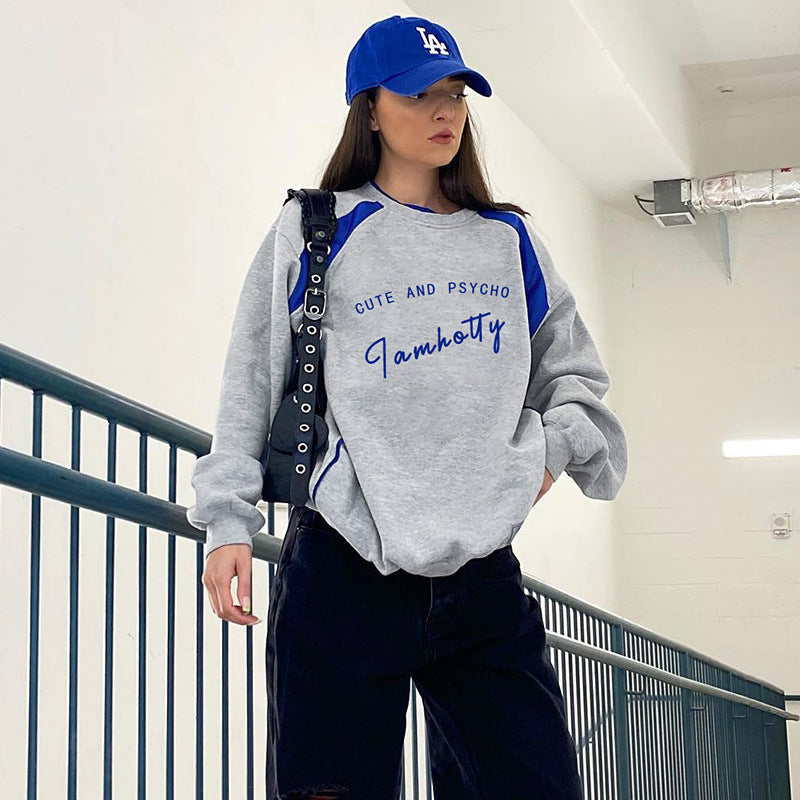 Contrast Letter Graphic Pullover Sweatshirt - fairypeony