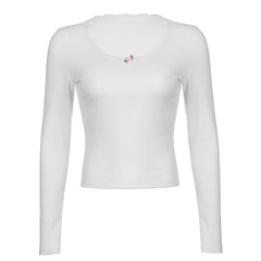 Lace Trim White Ribbed Knit Top - fairypeony