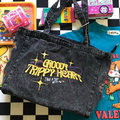 Aesthetic Embroidered Tote Bag - fairypeony