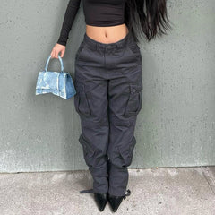 Straight Leg Y2K Cargo Pants, , women clothing, straight-leg-y2k-cargo-pants, , fairypeony