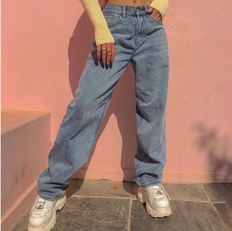 High Waist Loose Wide Leg Jeans, , women clothing, high-waist-loose-wide-leg-jeans, , fairypeony