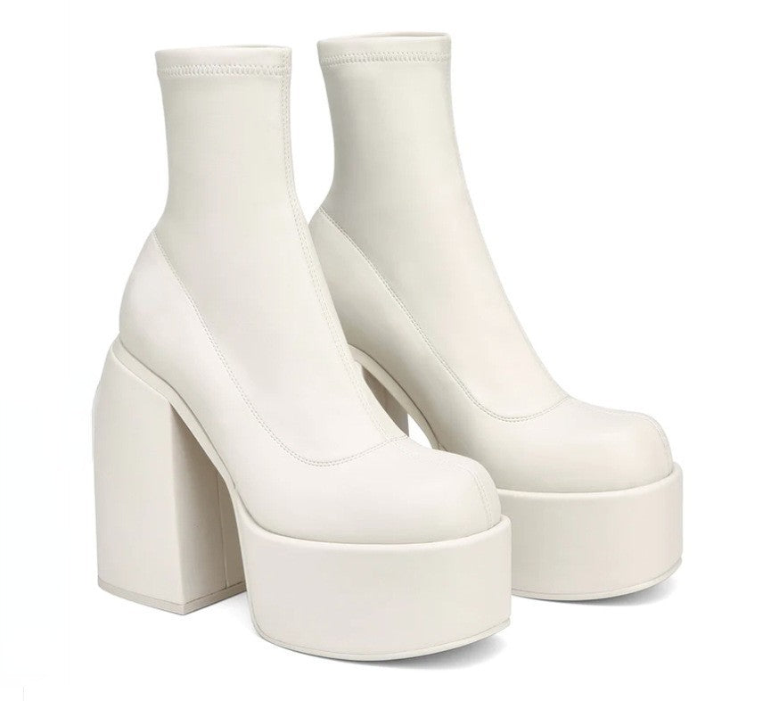 Chunky Heels Zipper Platform Boots, , women clothing, chunky-heels-zipper-platform-boots, , fairypeony