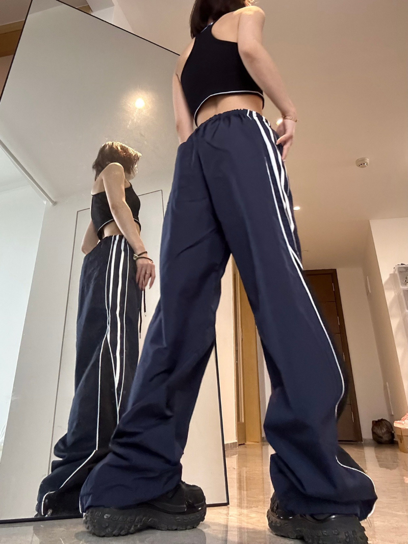 Patchwork Striped Baggy Sweatpants - fairypeony