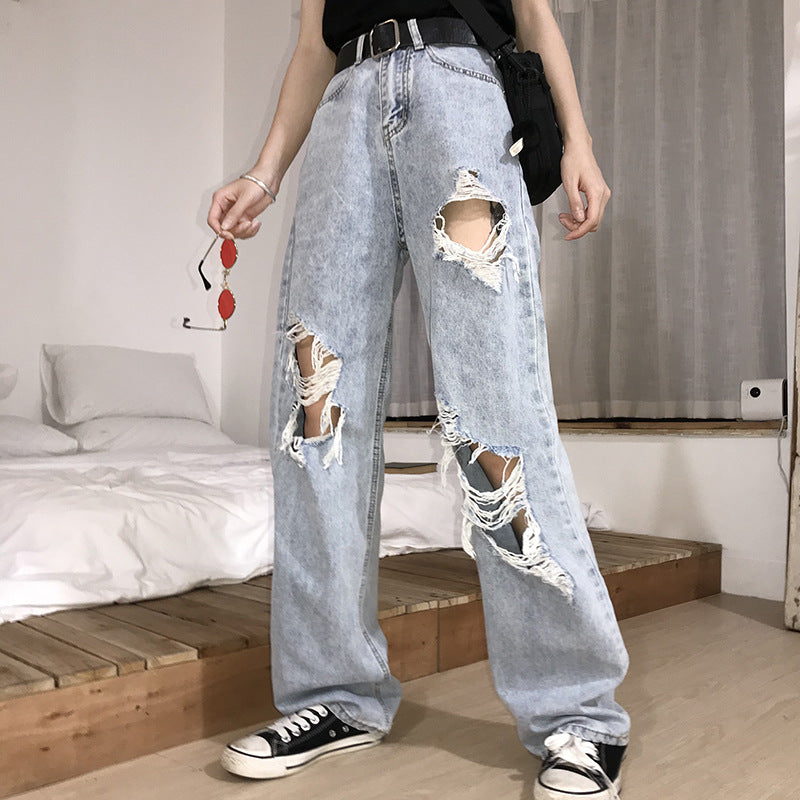 Loose Student Straight-leg Daddy Wide-leg Jeans, , women clothing, loose-student-straight-leg-daddy-wide-leg-jeans, , fairypeony