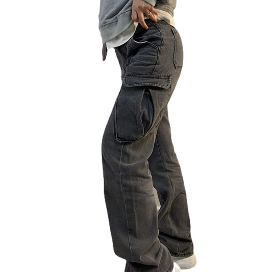 Worn Multi Pocket Casual Jeans, , women clothing, worn-multi-pocket-casual-jeans, , fairypeony