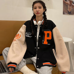 Vintage 90's Varsity Jacket, , women clothing, vintage-90s-varsity-jacket, black, brown, fairypeony