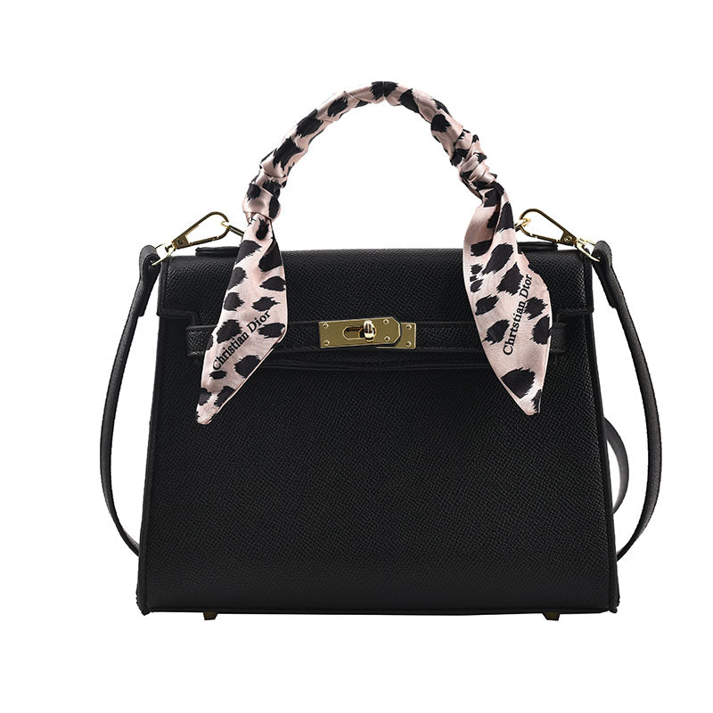 Leather Silk Scarf Handle Handbag, , women clothing, leather-silk-scarf-handle-handbag, , fairypeony