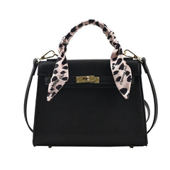 Leather Silk Scarf Handle Handbag, , women clothing, leather-silk-scarf-handle-handbag, , fairypeony