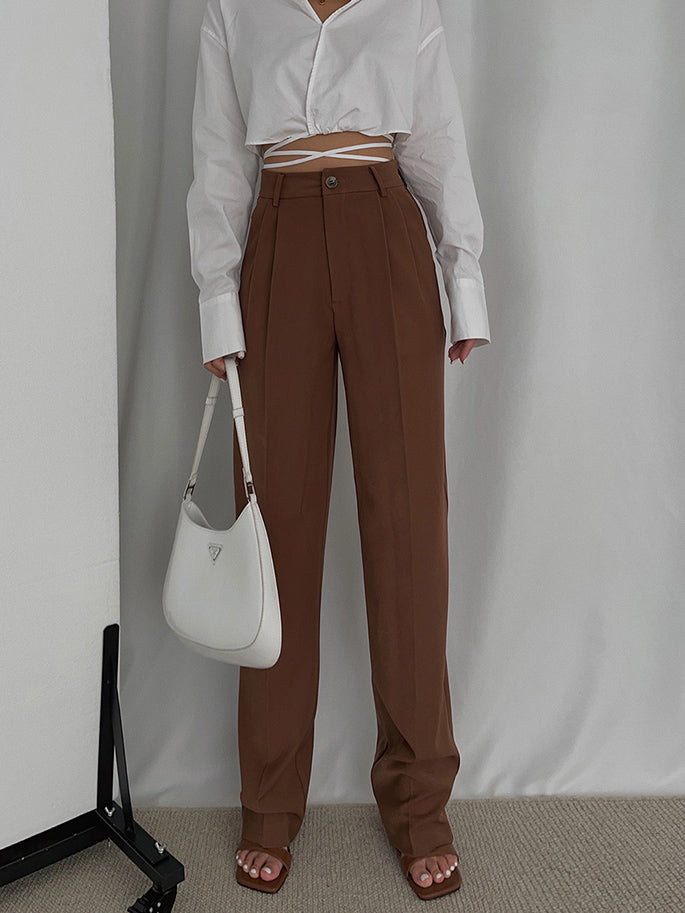 High Waist Loose Straight Drape Mopping Trousers, , women clothing, high-waist-loose-straight-drape-mopping-trousers, , fairypeony