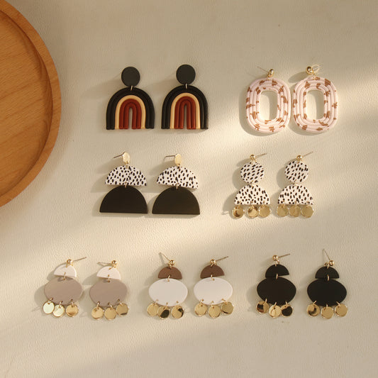 Body Clay Texture Lacquered Acrylic Earrings, , women clothing, body-clay-texture-lacquered-acrylic-earrings, , fairypeony