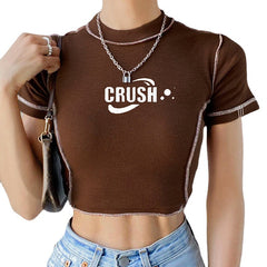 Stitch Detail Ribbed Crop Top - fairypeony