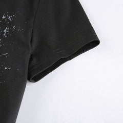 Print Round Neck Grunge Shirt, , women clothing, print-round-neck-grunge-shirt, black, Gothic, L, M, S, fairypeony