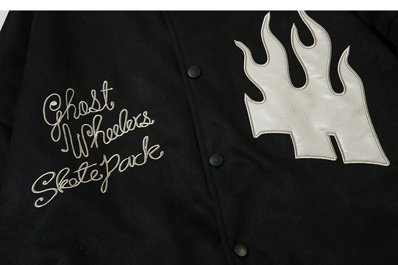 Oversized Pu Leather Flame Varsity Jacket, , women clothing, oversized-pu-leather-flame-varsity-jacket, , fairypeony