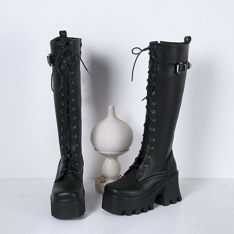 Long British Style High Boots, , women clothing, long-british-style-high-boots, black, fairypeony