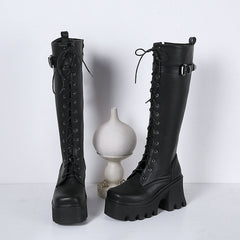 Long British Style High Boots, , women clothing, long-british-style-high-boots, black, fairypeony