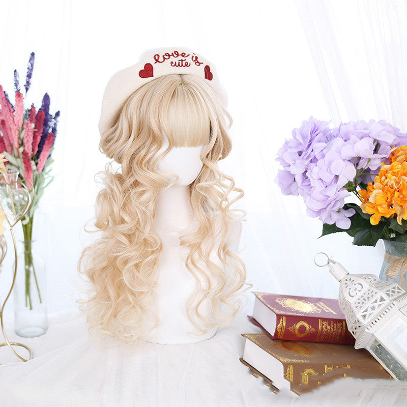 Chocolate & Walnut Harajuku Curly Wig, , women clothing, air-bangs-high-temperature-silk-chemical-fiber-wig, , fairypeony