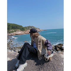 Badge Patch Corduroy Varsity Jacket, , women clothing, badge-patch-corduroy-varsity-jacket, , fairypeony