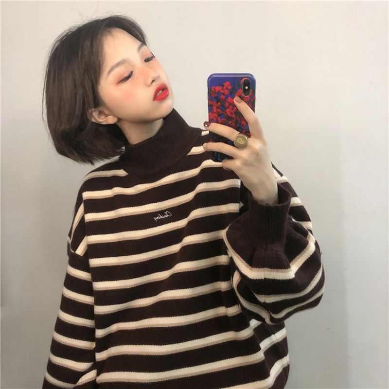 Grandma Striped Sweater, , women clothing, grandma-striped-sweater, blue, brown, L, M, S, XL, fairypeony