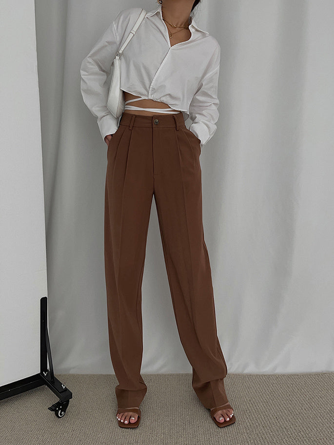 High Waist Loose Straight Drape Mopping Trousers, , women clothing, high-waist-loose-straight-drape-mopping-trousers, , fairypeony