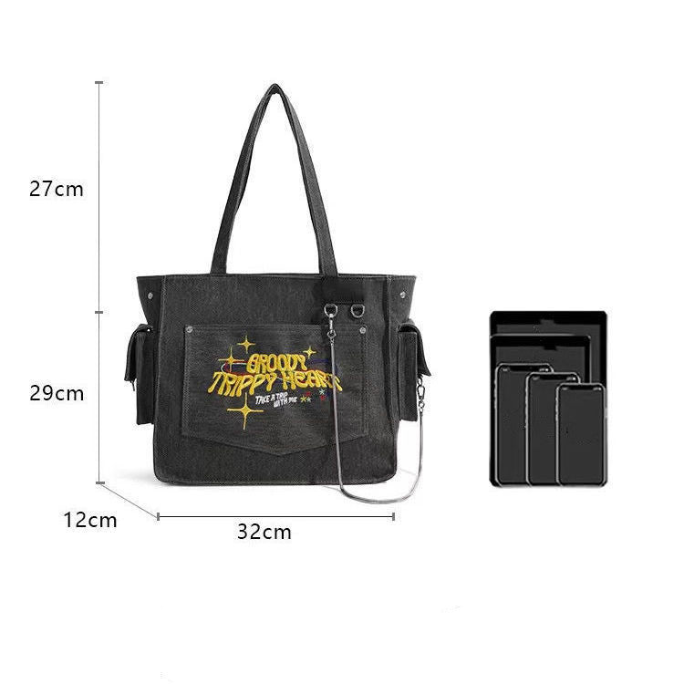 Vintage Washed Large Canvas Crossbody Bag - fairypeony