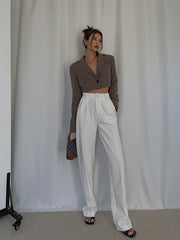 High Waist Loose Straight Drape Mopping Trousers, , women clothing, high-waist-loose-straight-drape-mopping-trousers, , fairypeony