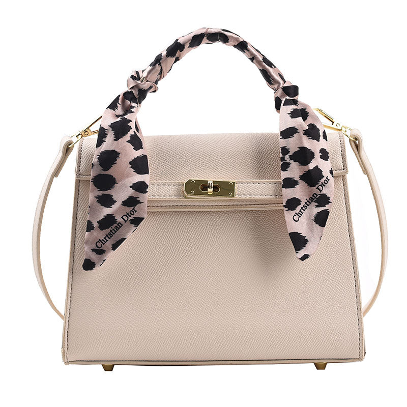 Leather Silk Scarf Handle Handbag, , women clothing, leather-silk-scarf-handle-handbag, , fairypeony